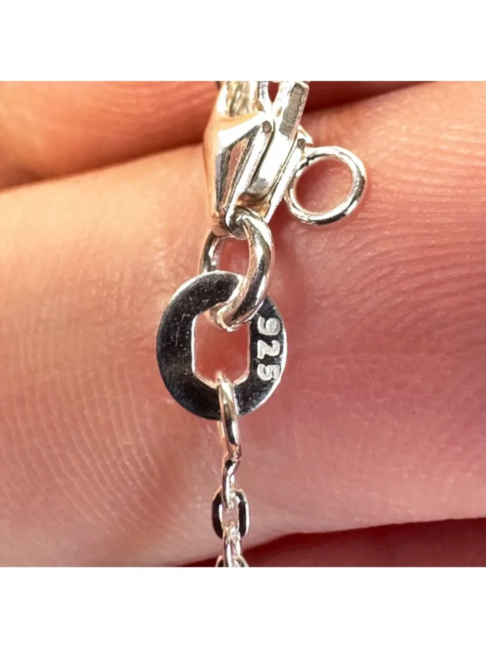 Double Interlocking Hearts Sterling Silver 925 Link Bracelet 7.5'' Length